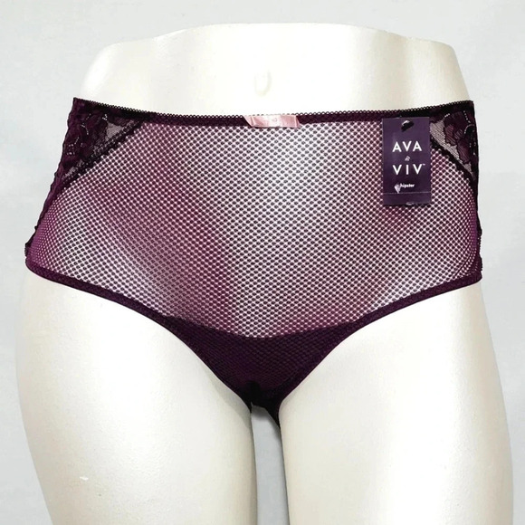 3X Ava & Viv‎ Plus Size Semi Sheer Lace Hipster Embassy Purple NWT - Picture 1 of 6
